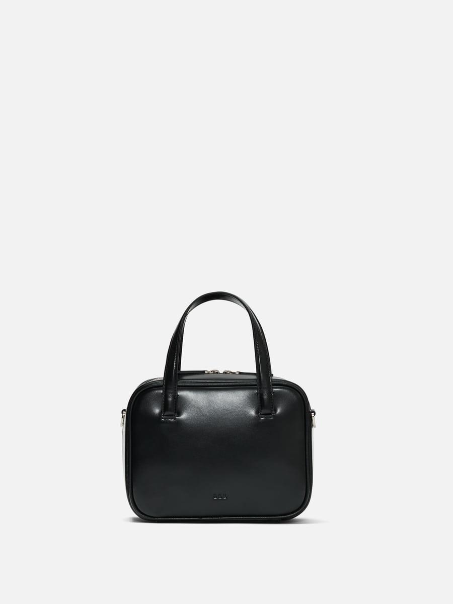 Tin square mini tote bag Glossy black