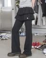 LAYERED SWEAT SKIRT PANTS(BLACK)