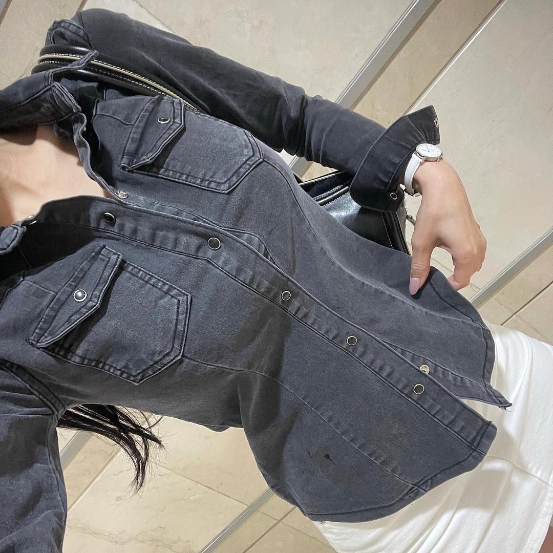 [ *m,s당일*3ver 국내 / 유니크 S~XL ] 켈란 슬림핏 스판 흑청 데님 셔츠 one color