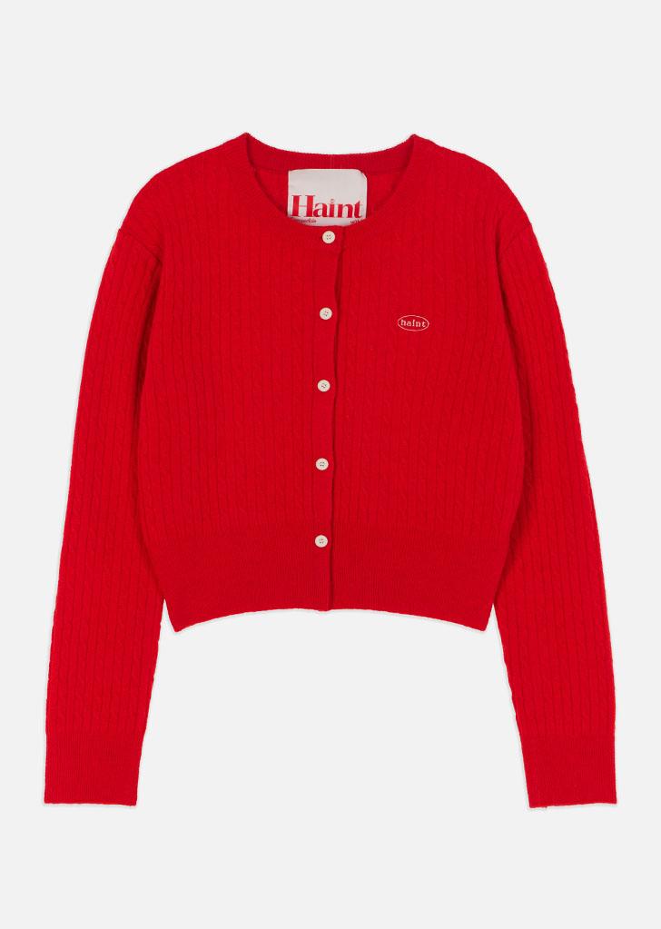 헤인트 ROYAL CROPPED CABLE CARDIGAN_2COLORS_RED