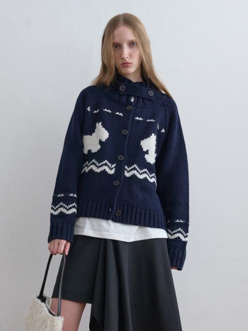 Puppy Cowichan Cardigan Navy