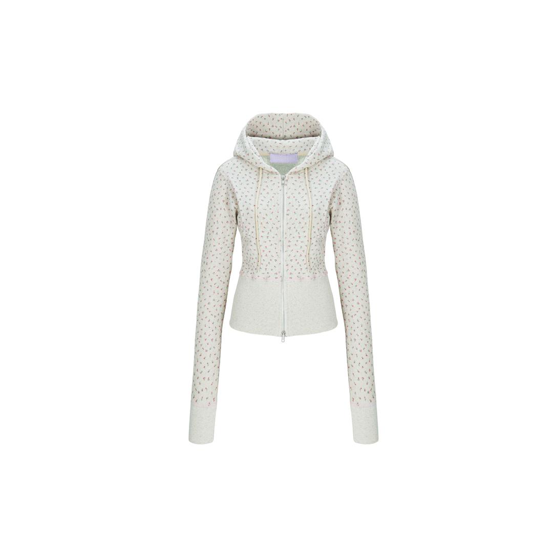 flower hoodie melange grey