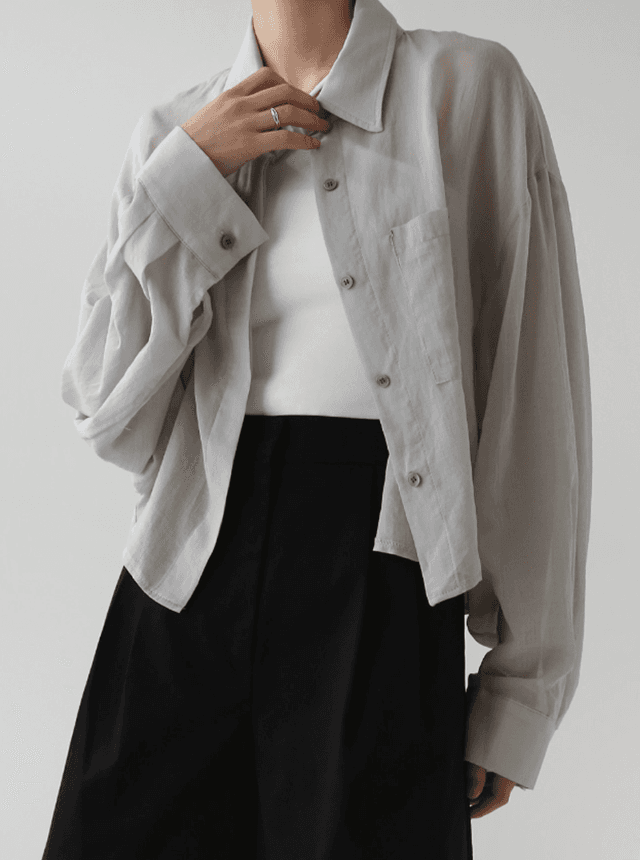 썸머 숏 버드 시스루 셔츠