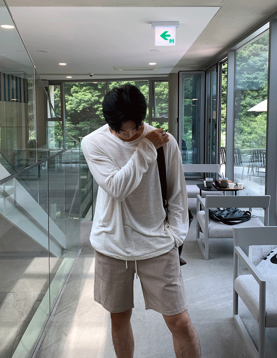 룩 웨이더스 린넨 루즈핏 아이스 긴팔티