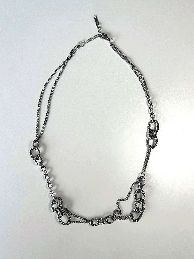 [ONLY 19800 won] Double Layered Necklace [ Silver ] 목걸이