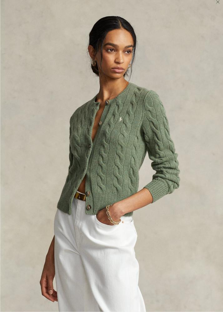 폴로랄프로렌 케이블니트 울캐시미어 가디건 폴로가디건 러브테헤더