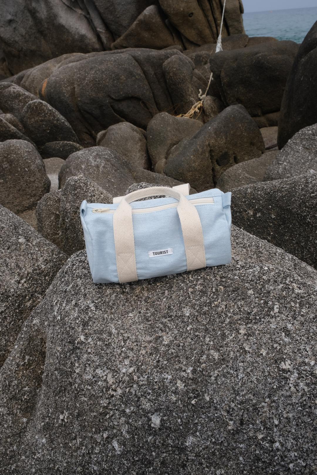 VINTAGE DENIM TINY TOTE BAG, LIGHT BLUE