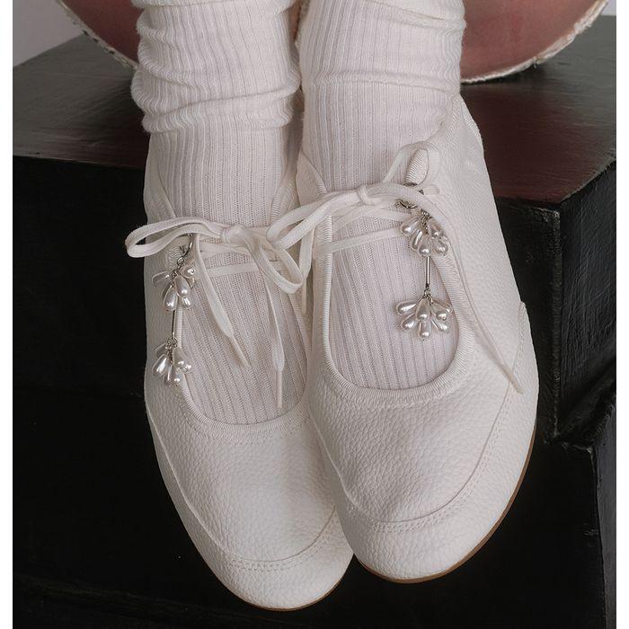 Teardrop Pearl Flower Shoelace Charms(Set)