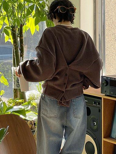 Back button knit mtm / 2color