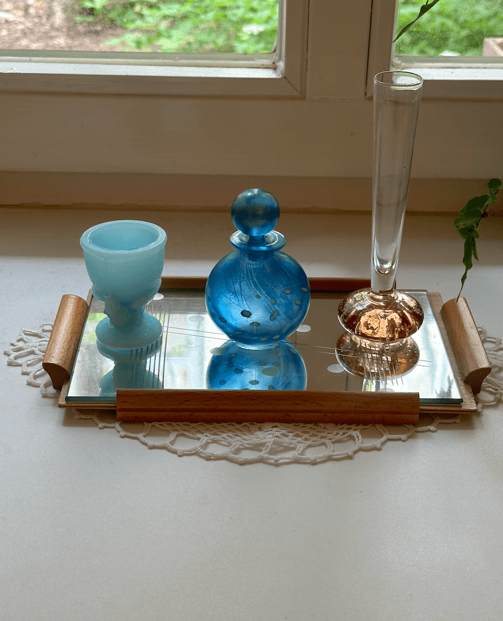 1950 DDR Mirror Wooden Tray