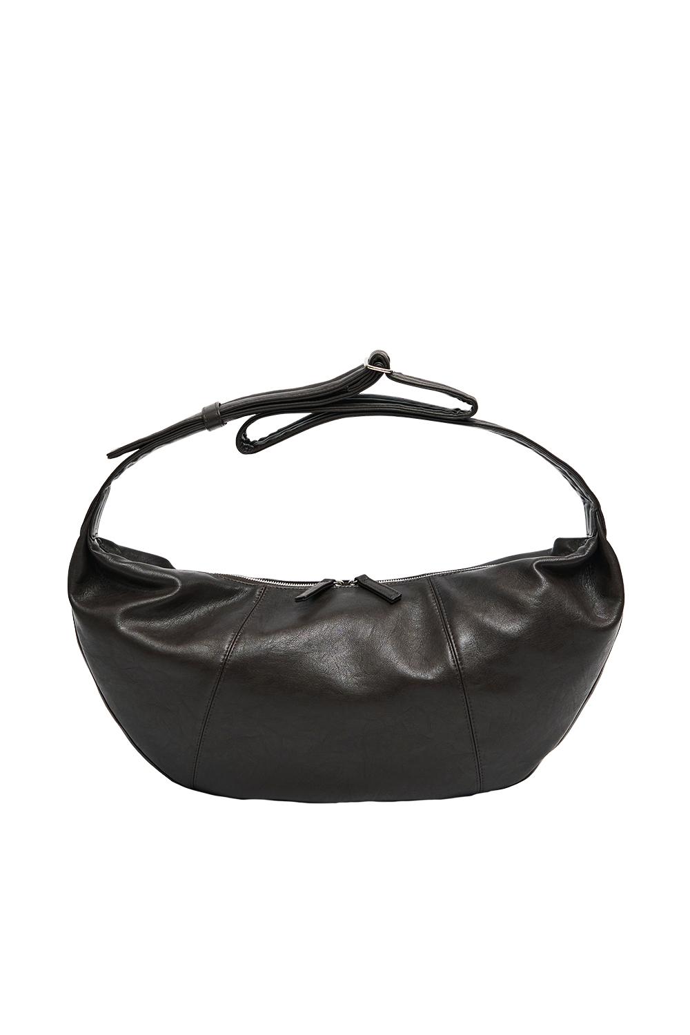 (3/4 예약배송) Split Half Moon Messenger Bag_Dark brown