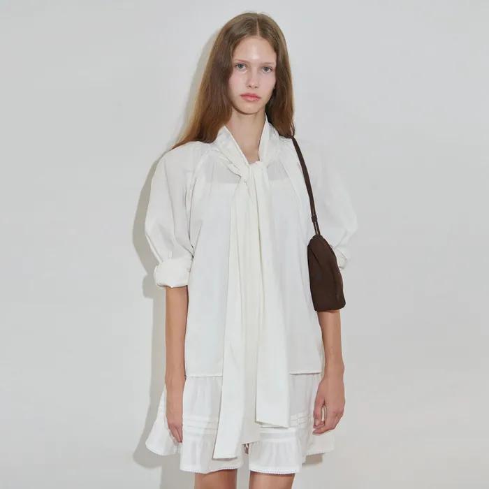Big Ribbon Tie Blouse (Cream)