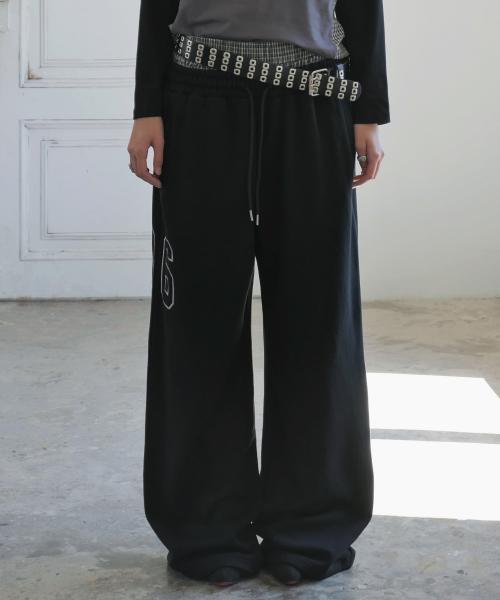 Check Layered 96 Wide 2way Jogger - Black