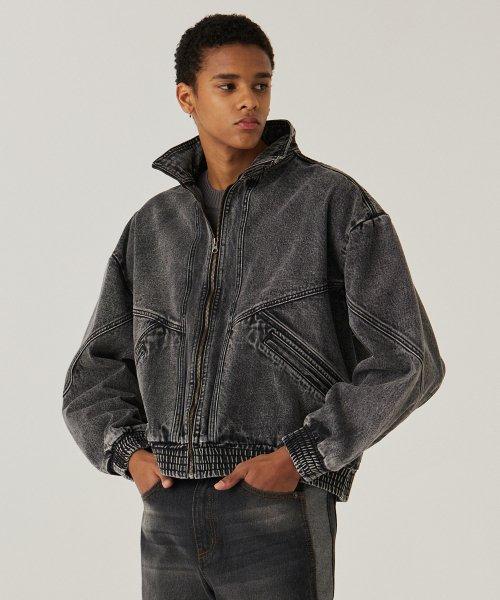 오버핏 하이넥 절개 자켓 [2 COLOR]