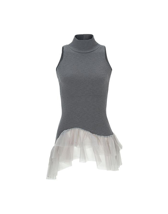 POSE SLEEVELESS TOP _ CHARCOAL