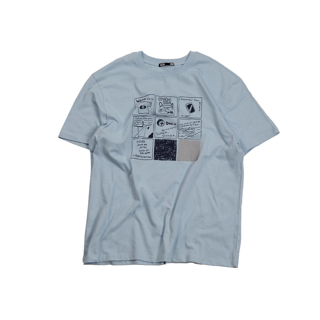 9-cut Graphic T-Shirt Skyblue