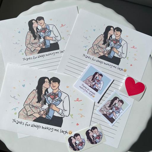 ⭐️빠른제작⭐️ 커플 생일선물 일러스트 드로잉 편지지
