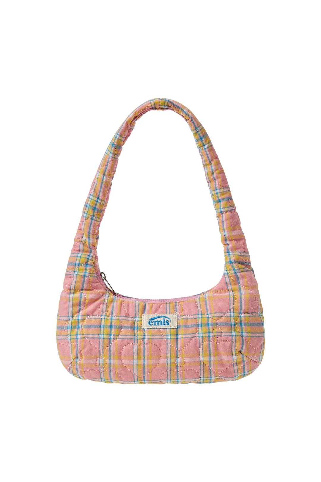 HEART QUILTED SHOULDER BAG-PEACH