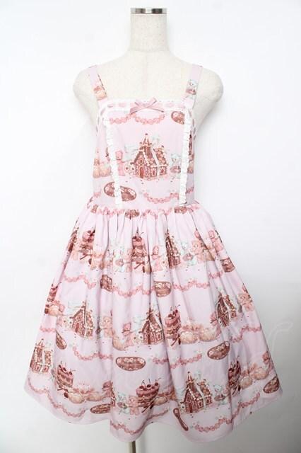 axes femme kawaii / お菓子の家柄ジャンスカ  ピンク Y-25-11-06-126-AX-OP-SZ-ZY