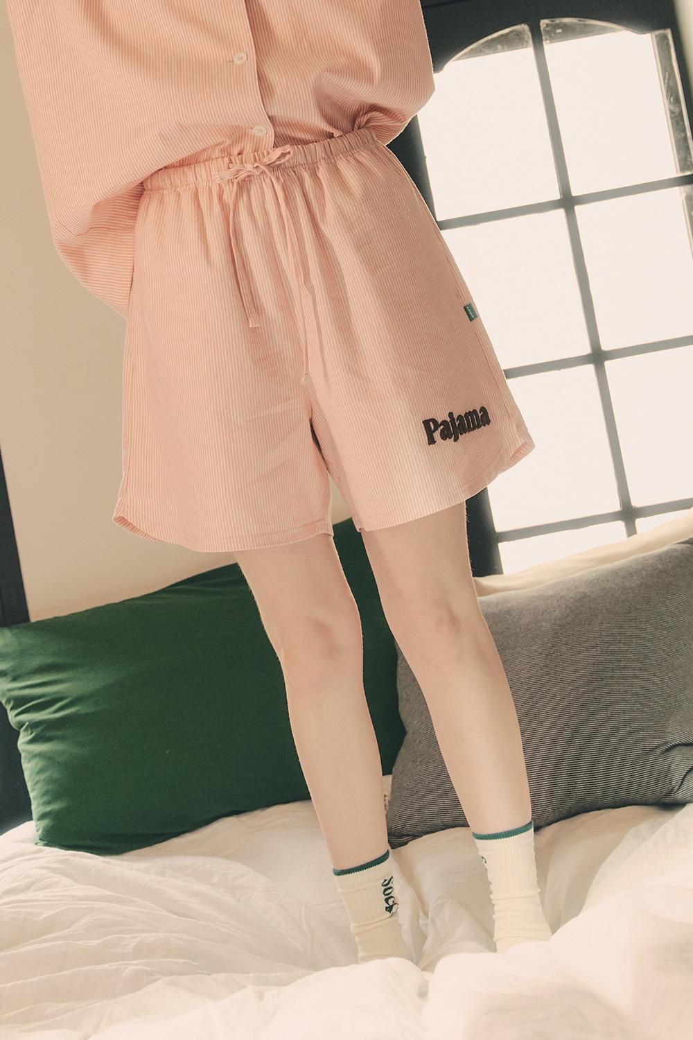 STRIPE PAJAMA SHORTS_LIGHT PINK