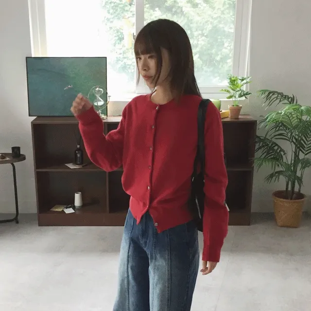 [교복템/소재굿]네드 라운드 단추 가디건(7colors)