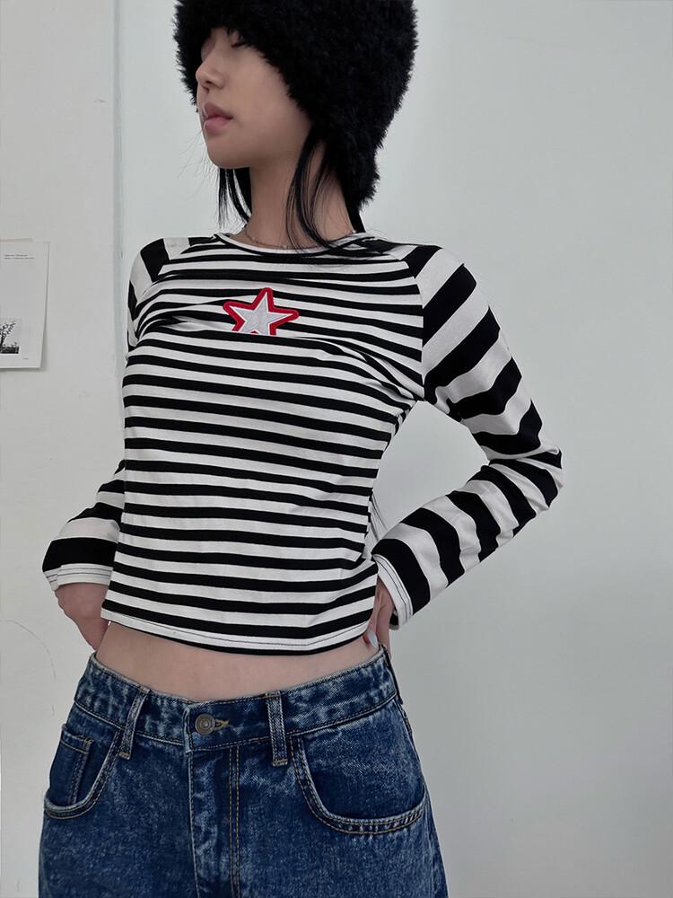 Star raglan stripe top