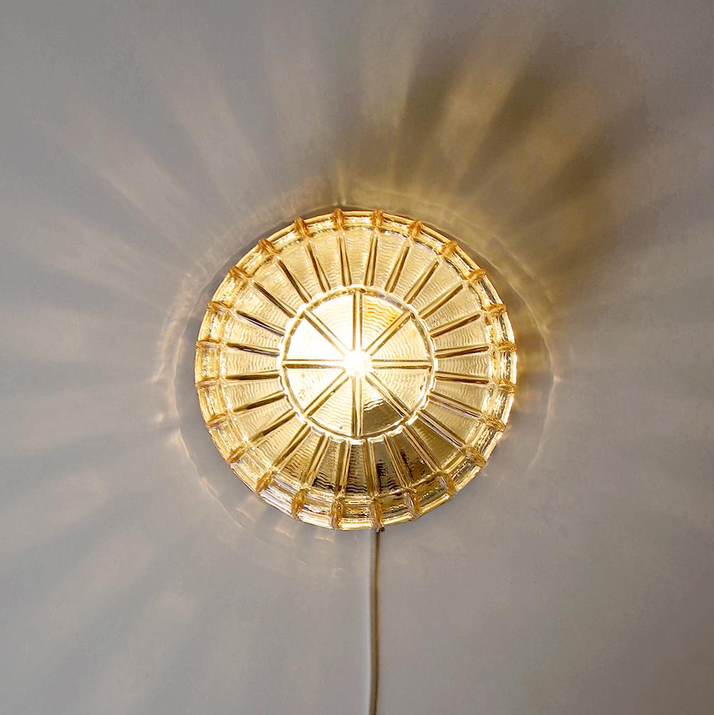 1970s Kramer Leuchten Amber Crystal Glass Wall & Ceiling Lamp