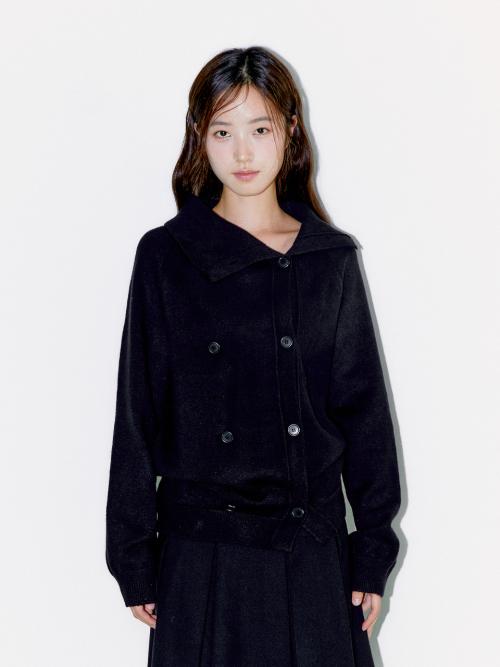 TWIN BUTTON CARDIGAN, BLACK