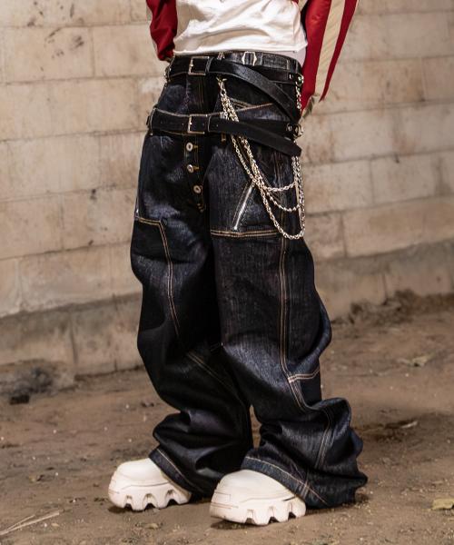 더블 오비 집 데님 팬츠 인디고