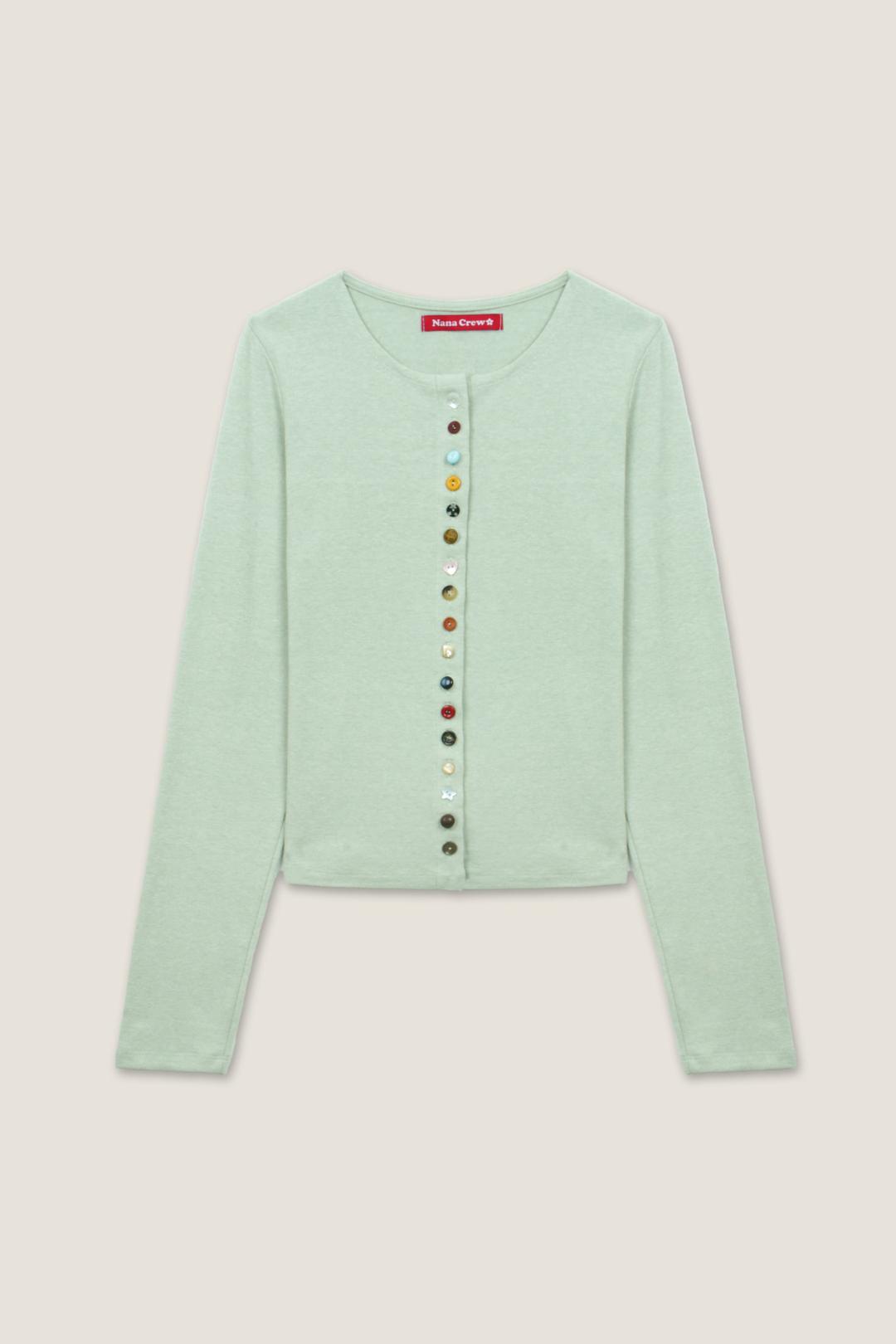 MULTI BUTTON CARDIGAN - PALE MINT