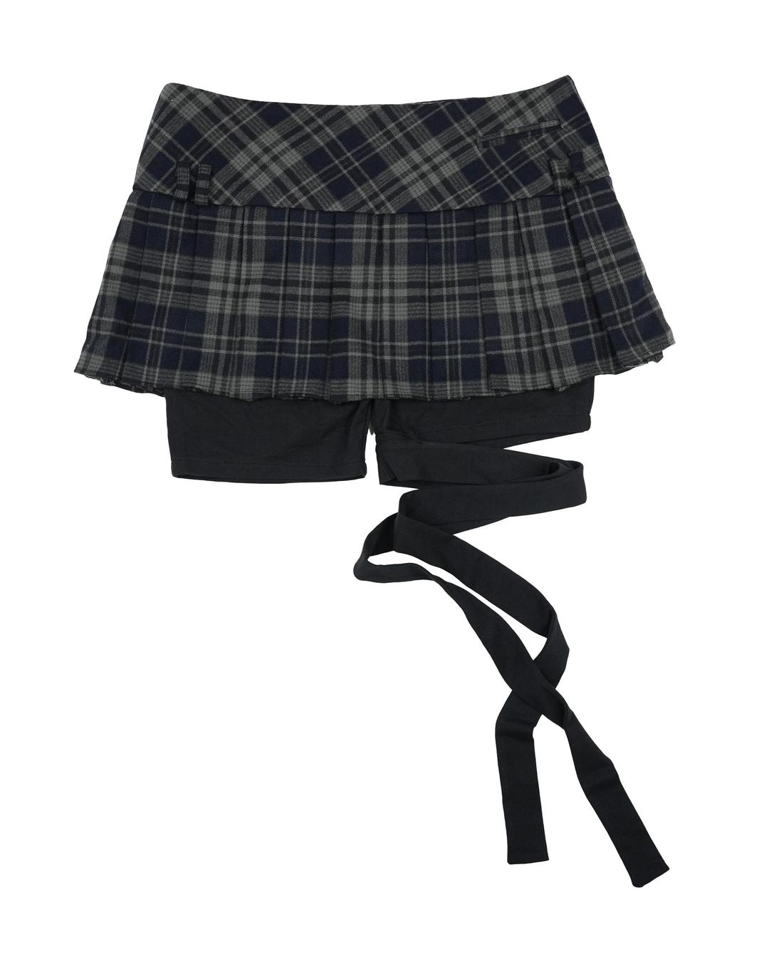 RIBBON PLEATS SKIRT [navy]