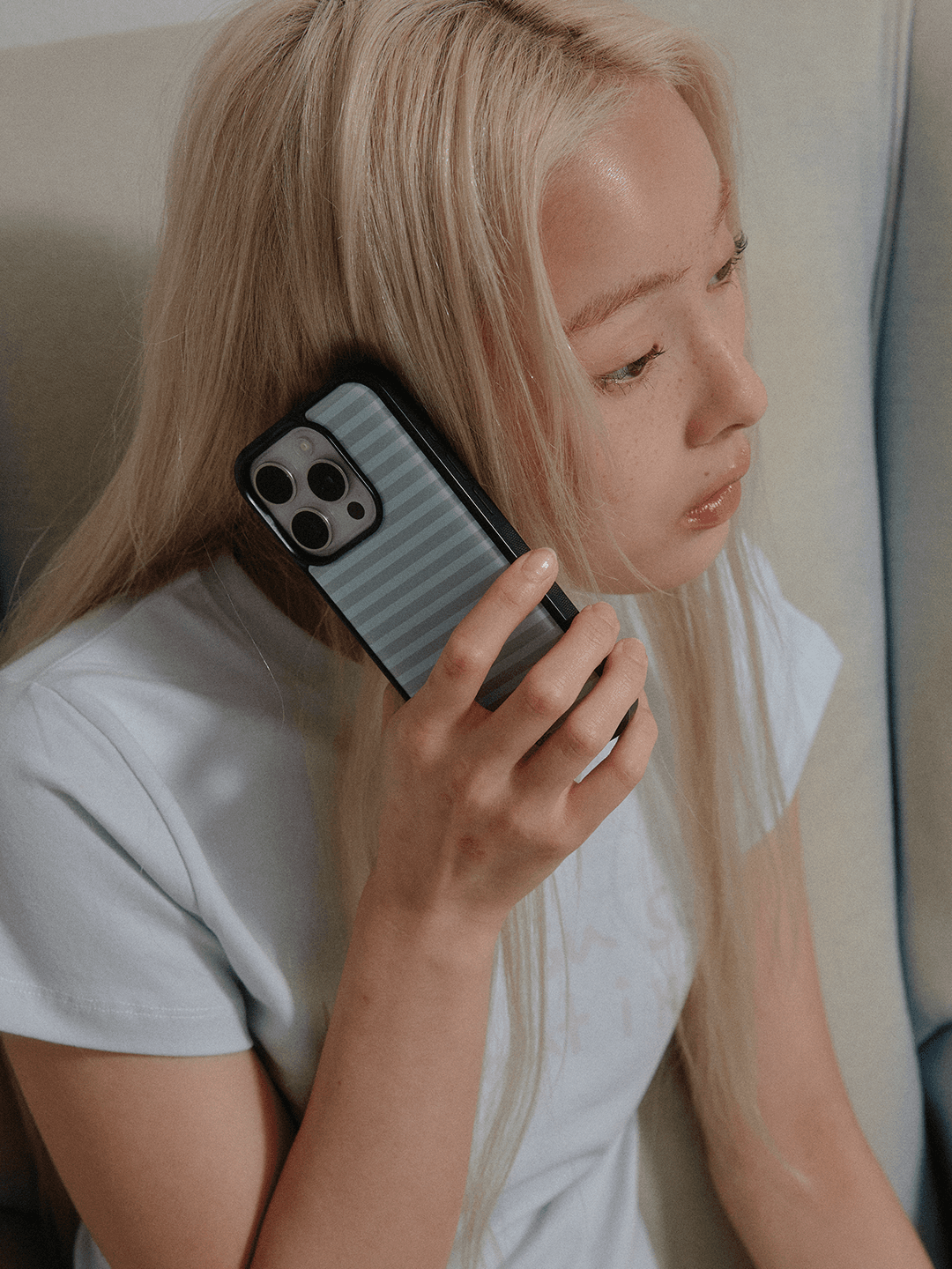 STRIPE EPOXY BUMPER CASE - BABY BLUE