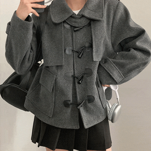 [남녀공용!] 클래식 빅카라 더플 남녀공용 오버핏 떡볶이 숏코트 자켓