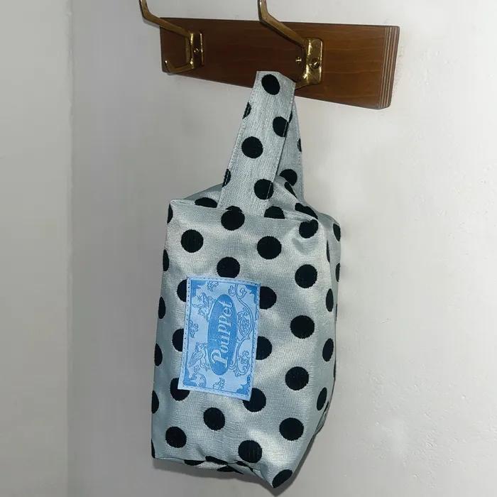 Silky Dot Pouch - Silver Blue