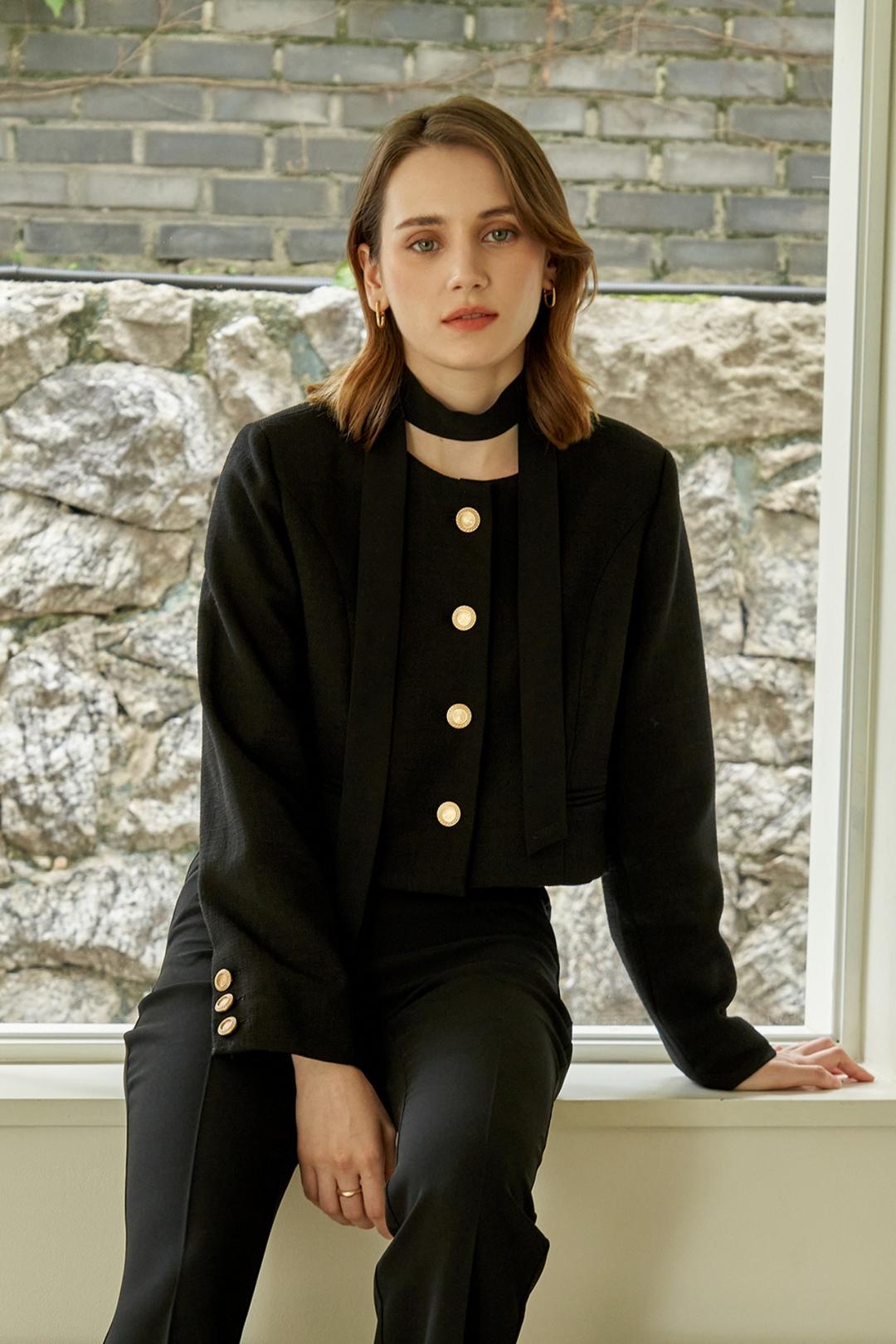 Bonita Neat Tweed Jacket (Black)