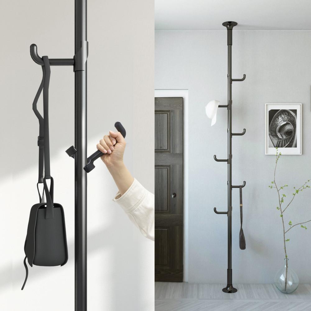 리우리빙 튼튼한 폴행거 천정형 스탠드 옷걸이 38mm 블랙