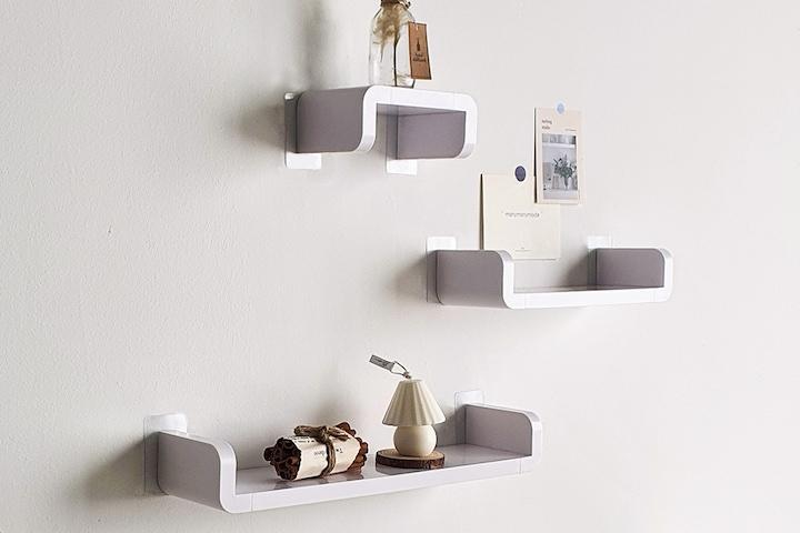 욕실 주방 무타공 화이트 일자 선반 3sizes