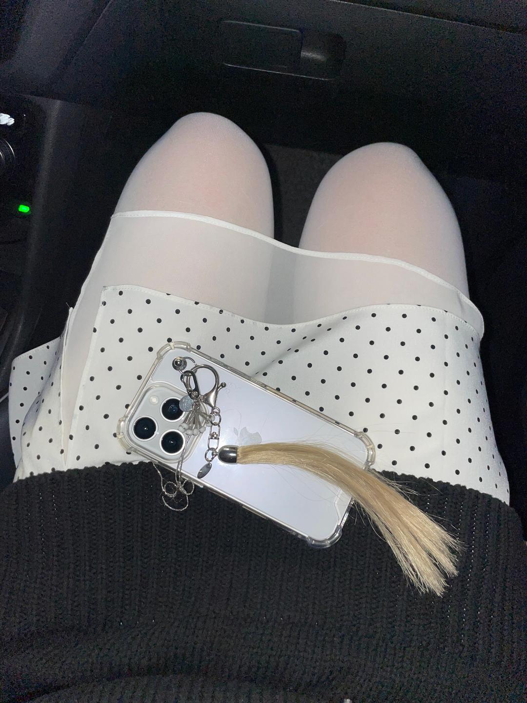 Polka polka dot skirt In White (2c)