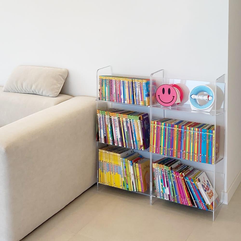아크릴 3단 투명책장 책꽂이 미니책장 전면책장