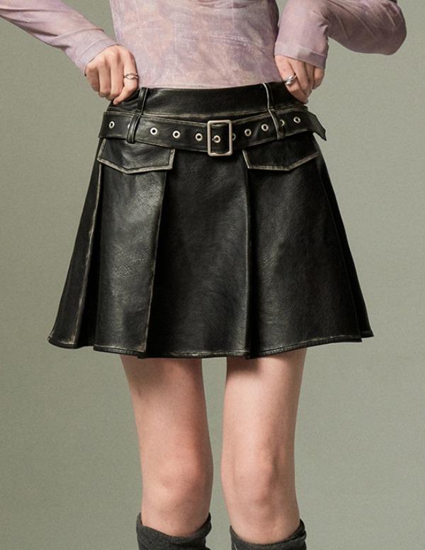 DIDDI MODA leather flared SK