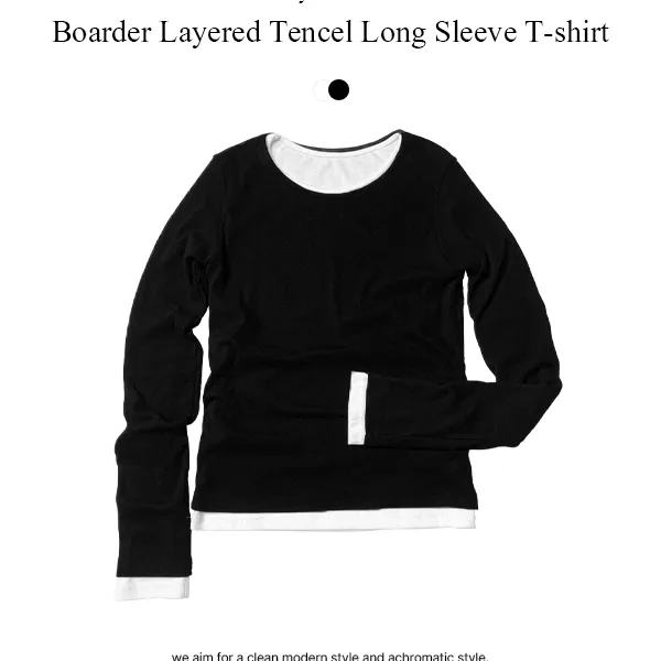 [✨신상특가✨][1+1기획][MADE] 보더 레이어드 텐셀 긴팔 티셔츠 (5color)