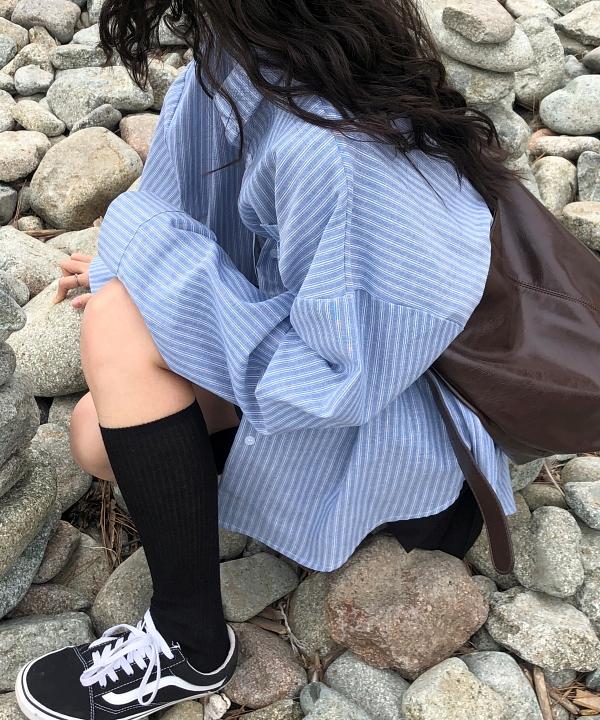 만다린트리 [당일출고🚚][made/봄신상👚✨] 씨솔트 오버핏 박시핏 스트라이프 셔츠 남방 1 color