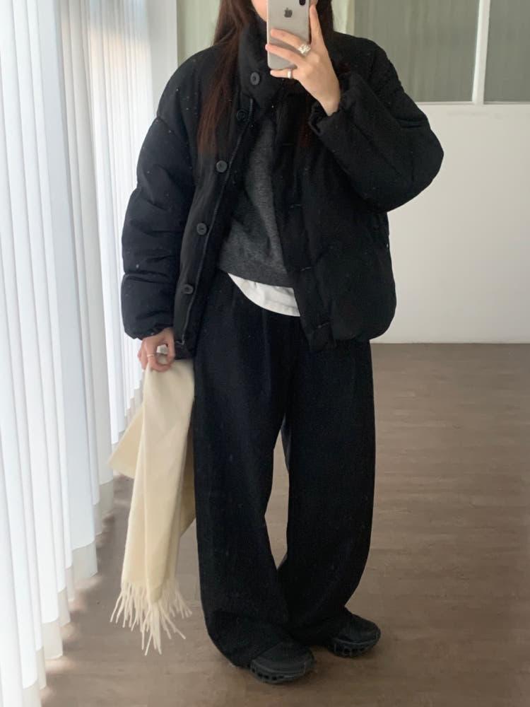 taffeta 타프타 피사 울 밴딩 슬랙스 투핀턱 와이드 겨울 바지 (2 color)