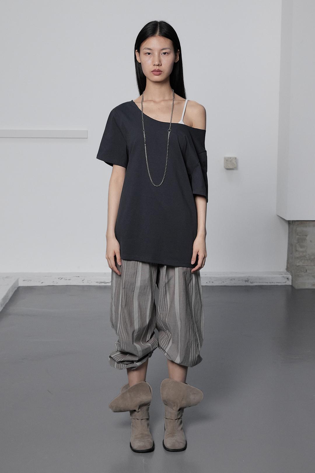 STRIPE COTTON PANTS / BROWN