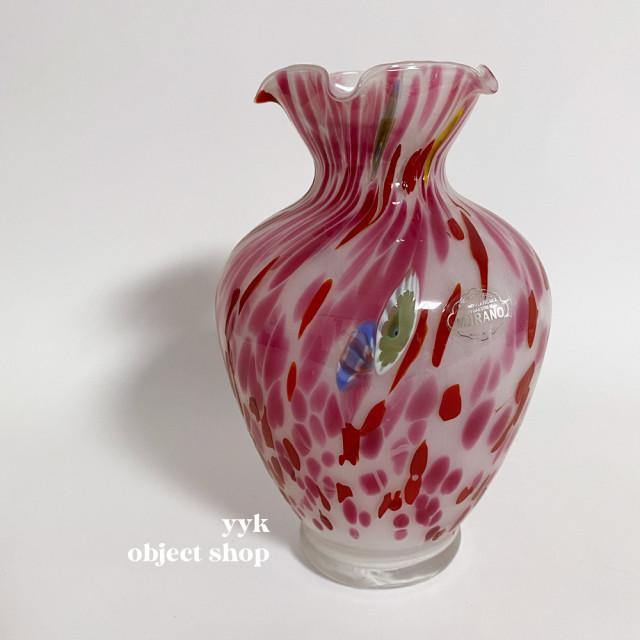 Romantic Murano Ruffled Red Pink White glass vase 로맨틱한선물 발렌타인데이선물 홈카페 집들이선물 특이한소품 빈티지소품 특이한화병 빈티지화병