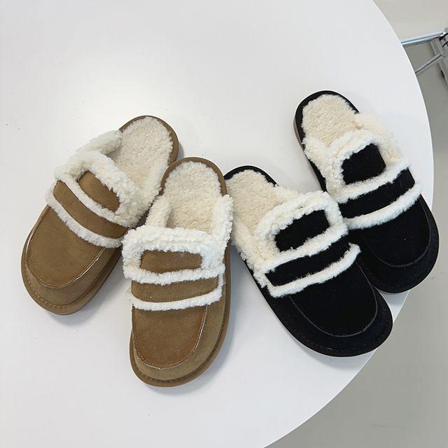 겨울 양털 안감 블로퍼 단화