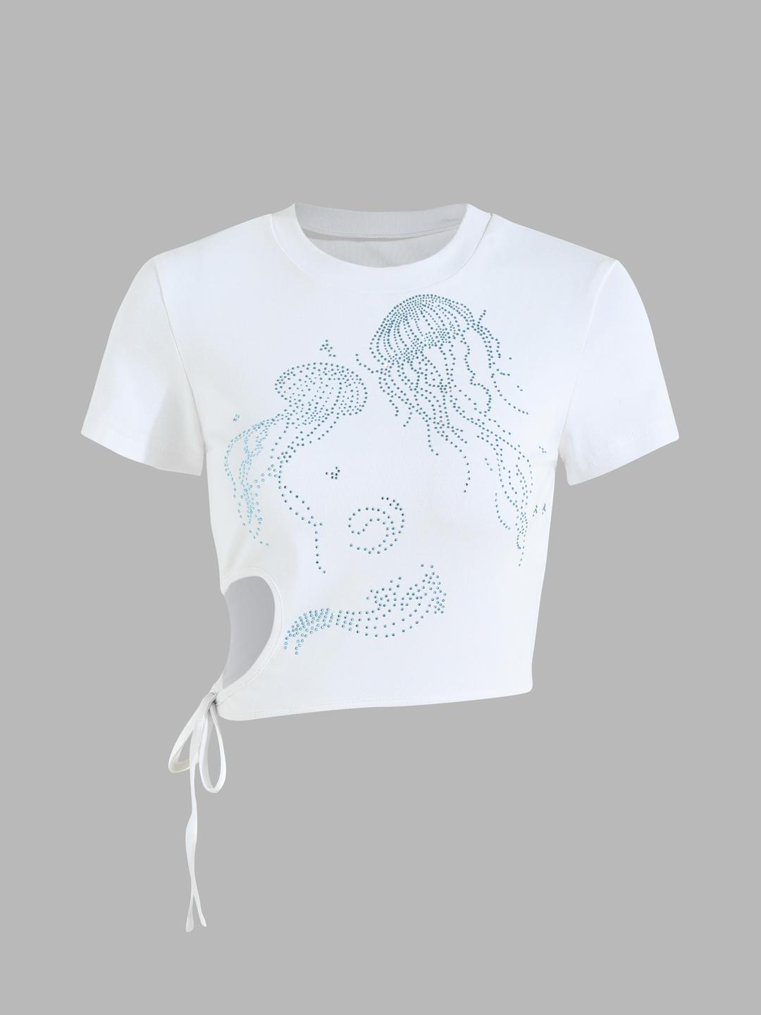 Jellyfish Rhinestone Cut Out Tee