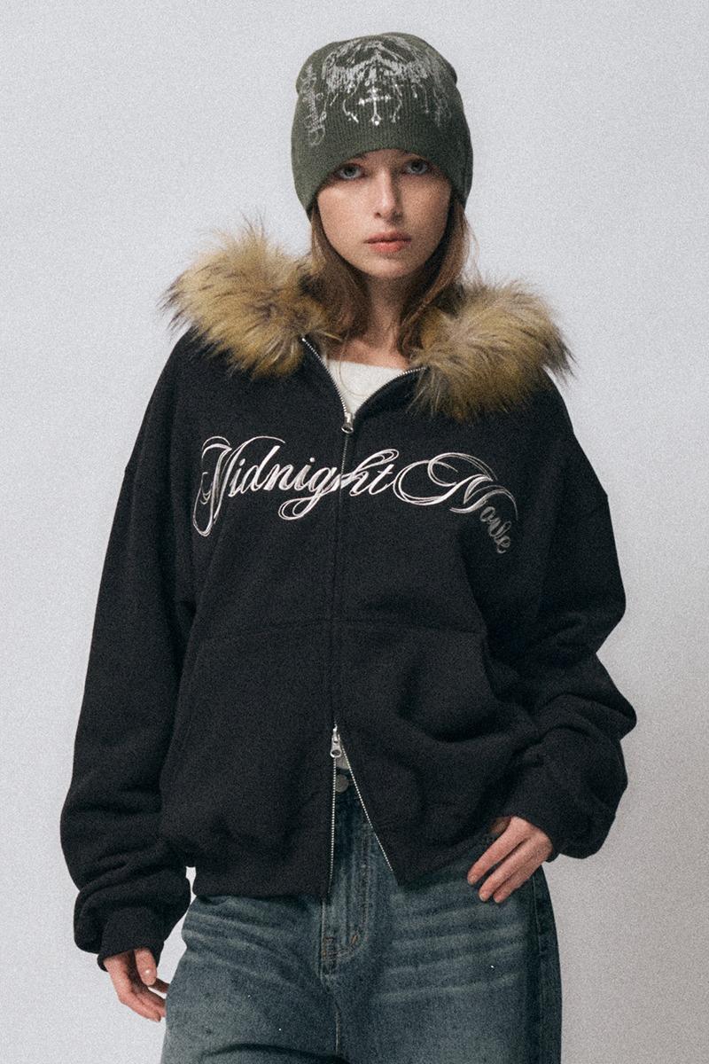 hair hood zip up [black]