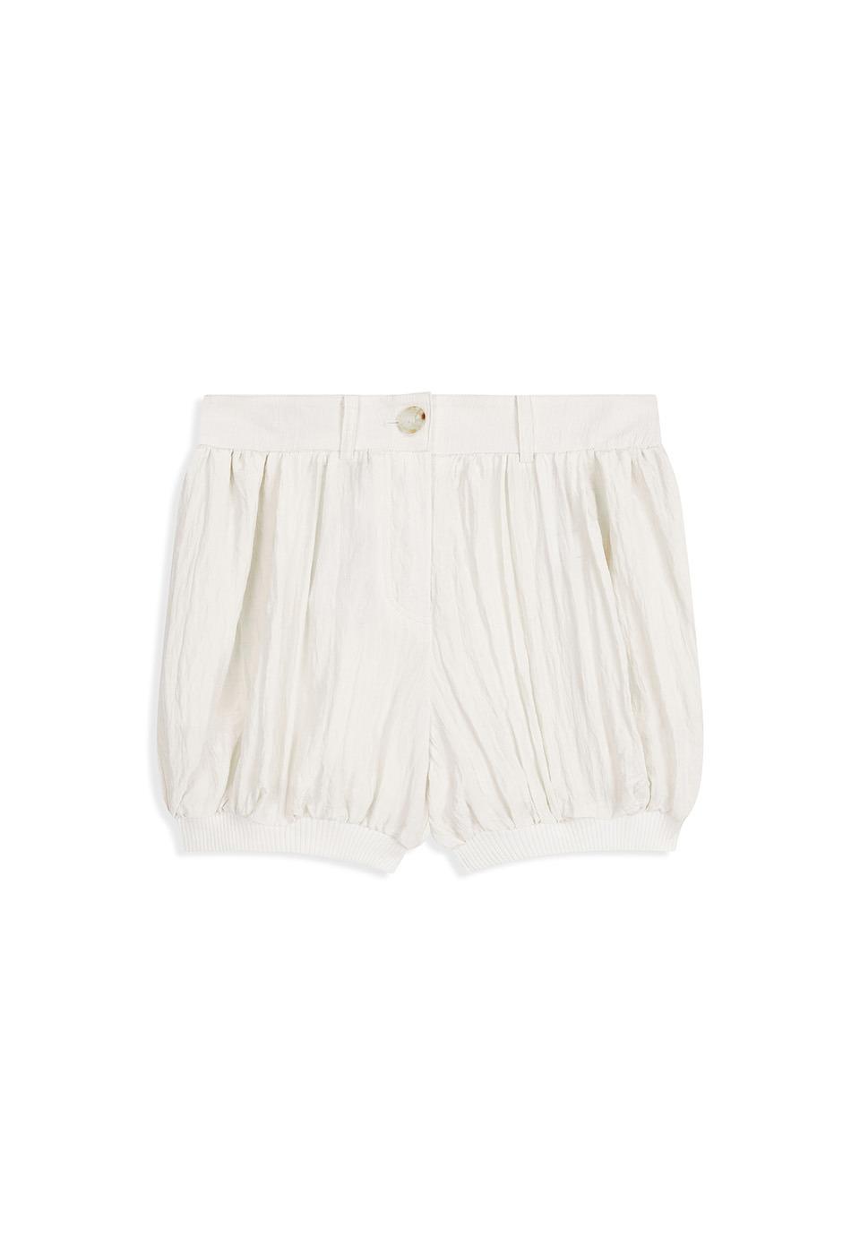 CRINKLED GATHER SHORTS, WHITE