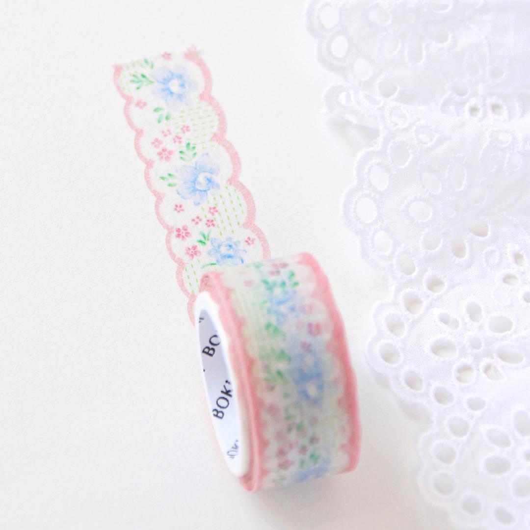 Flower Ribbon Die-cut Masking Tape [Blue Peony]